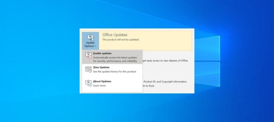 enable Microsoft Outlook update
