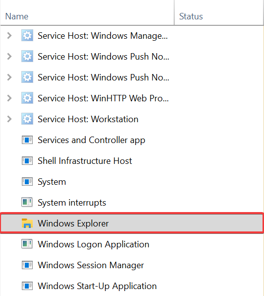 locate windows explorer process