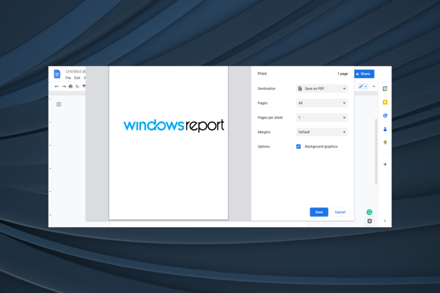 fix google docs not printing issue