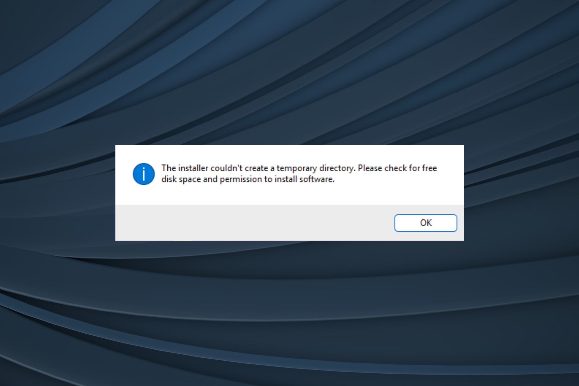 fix the installer couldn't create a temporary directory in Windows