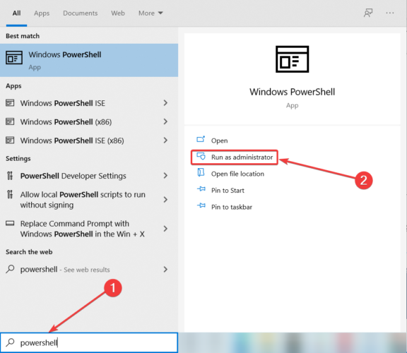 reinstall microsoft store app powershell run
