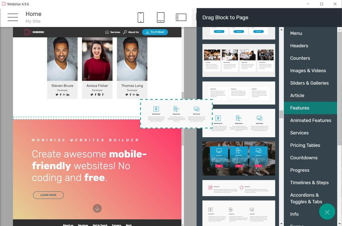Mobirise website authoring software