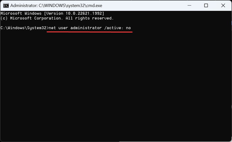 disable to fix accidentally deleted admin account windows 10