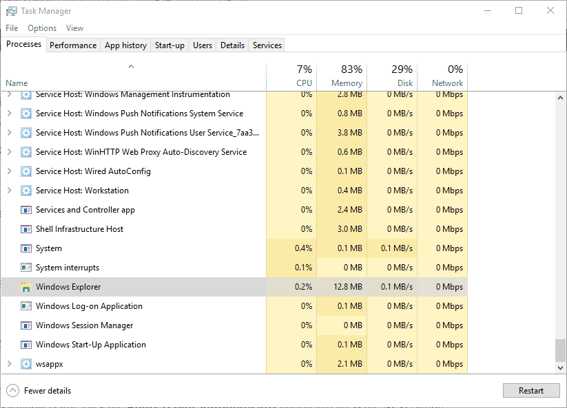 restart to fix windows 10 start menu blank