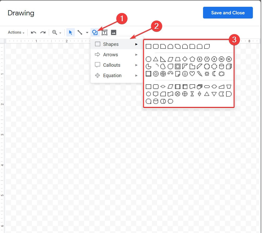select a shape google docs