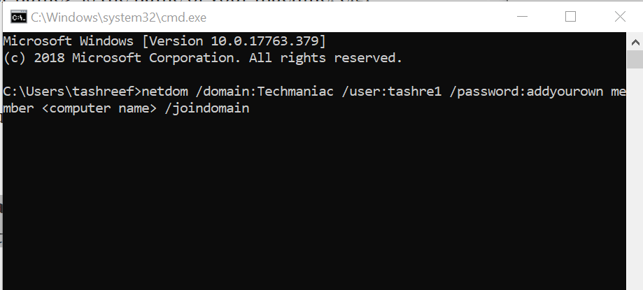 Join a Domain through Command Prompt
