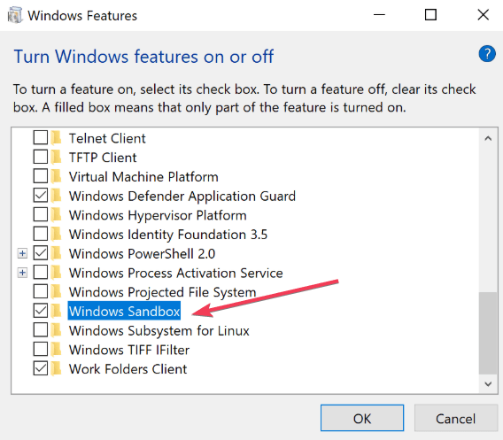 turn on windows sandbox