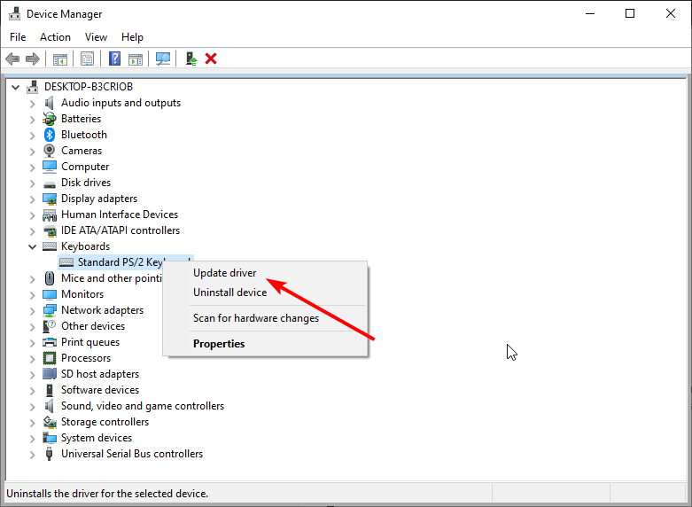 update driver keyboard light not working