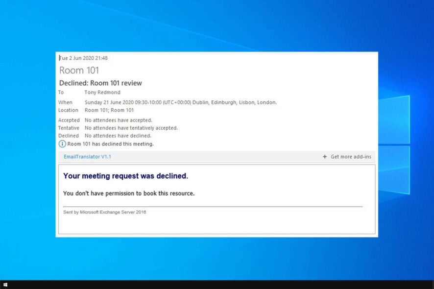 you don't have permission to book this resource