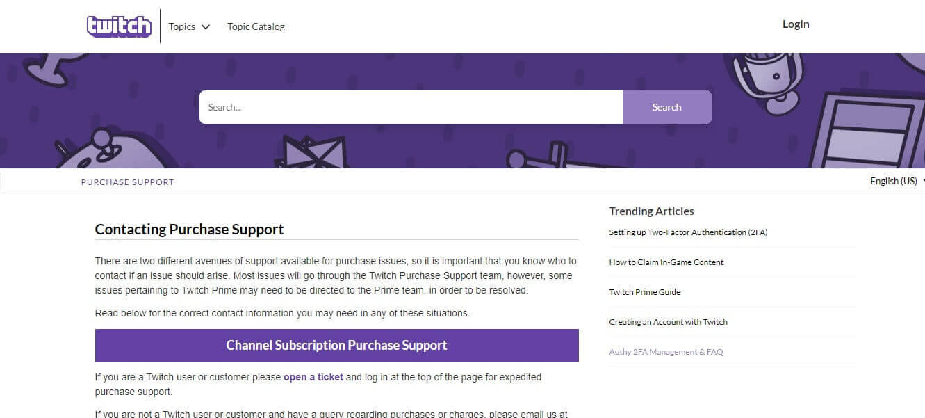 Twitch purchase support - Twitch not eligible for this purchase