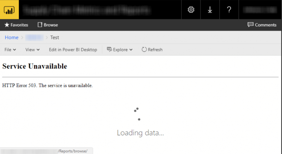 power bi service unavailable