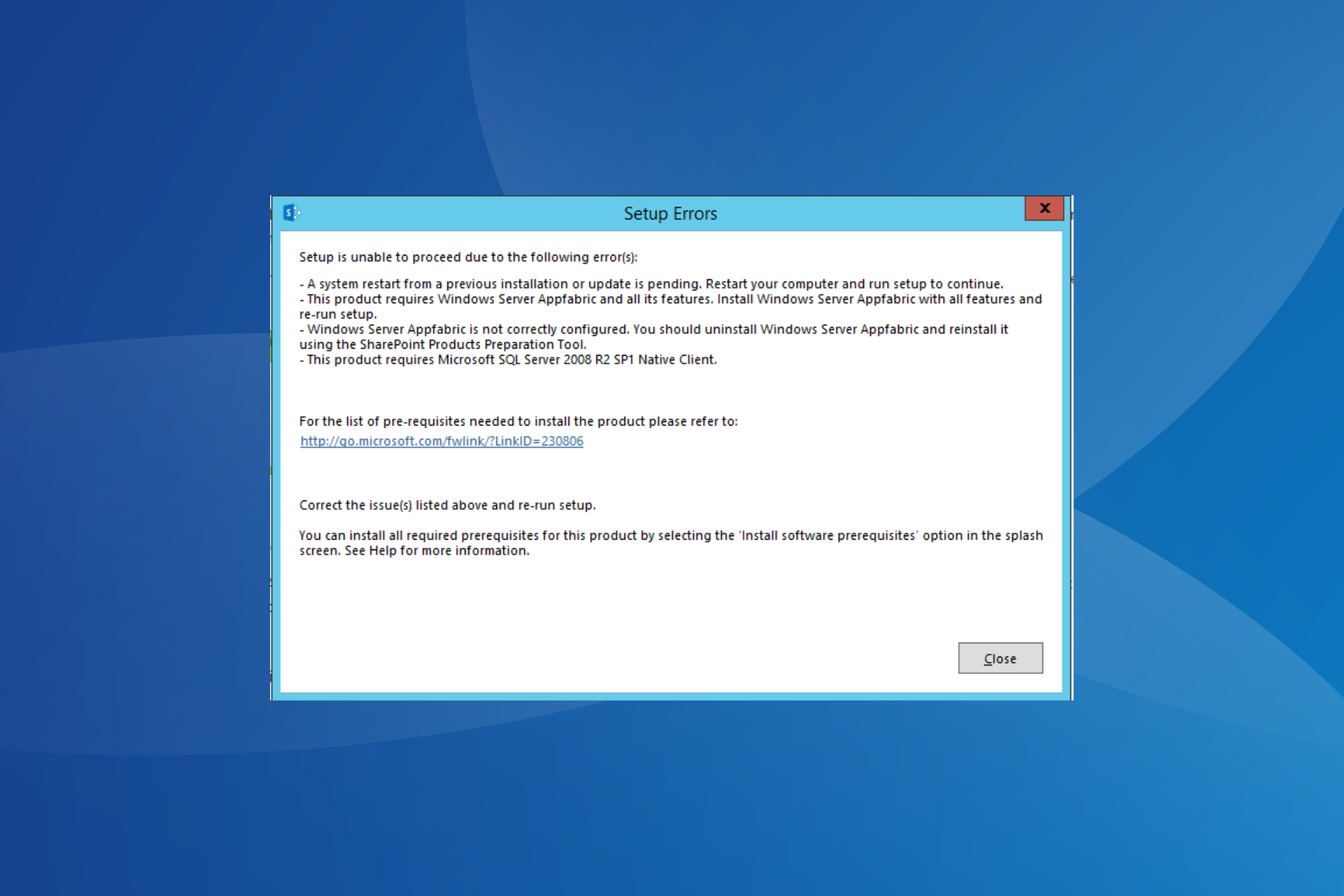 fix windows server appfabric is not correctly configured