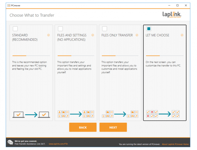 transfer OS with laplink