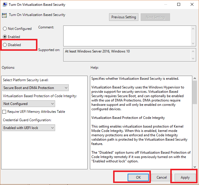 Turn off credential guard windows 10 gpedit