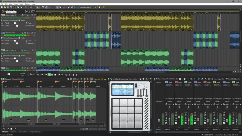 Magix ACID Pro 9's interface