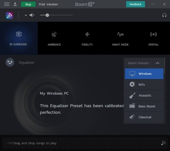 Boom 3D interface