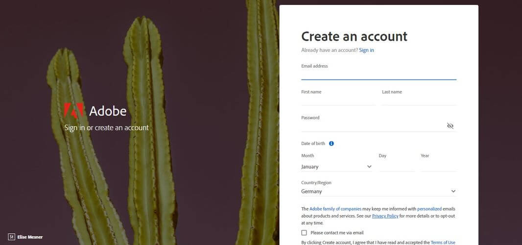 create an adobe creative cloud account