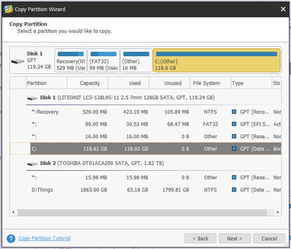 MiniTool Partition Wizard copy partition