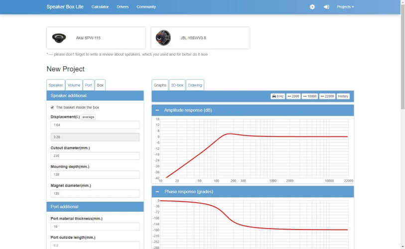Speaker Box Lite speaker design software