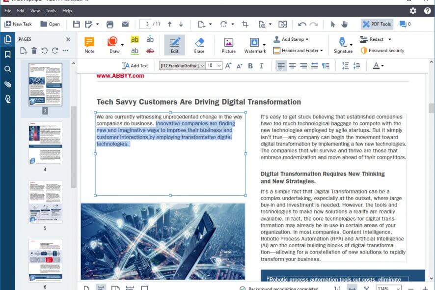 Editing in ABBYY FineReader