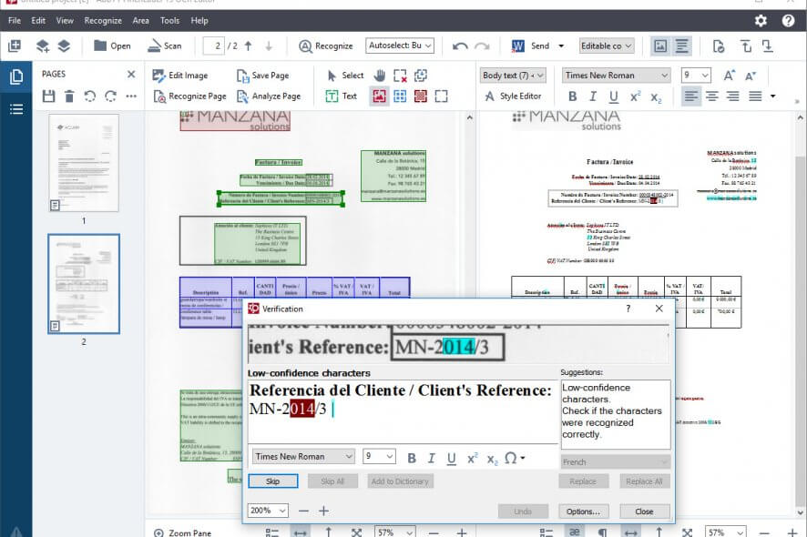 ABBYY FineReader verification module