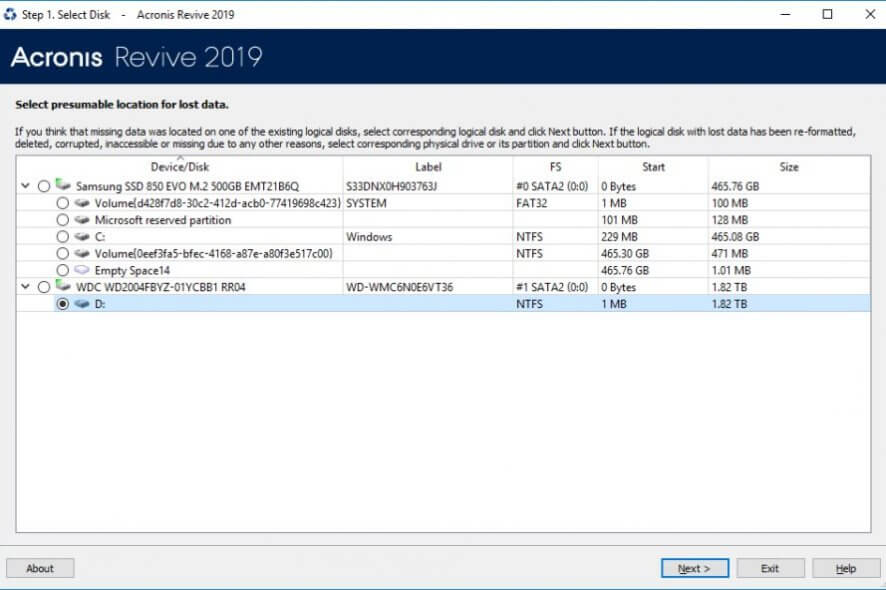 Acronis Revive data recovery tool