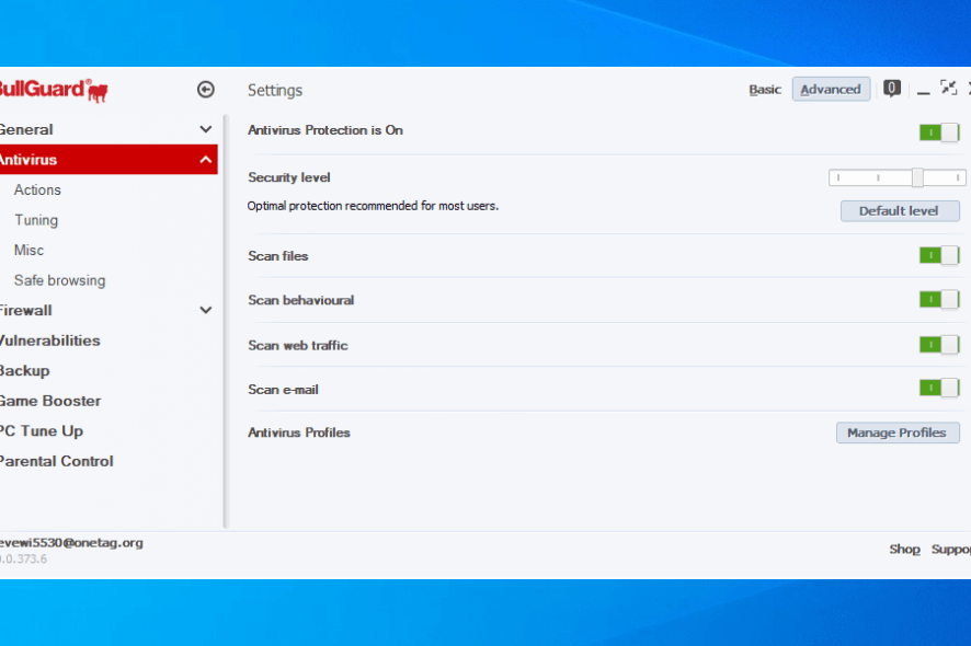 BullGuard Internet Security settings