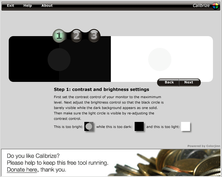 Calibrize contrast and brightness settings