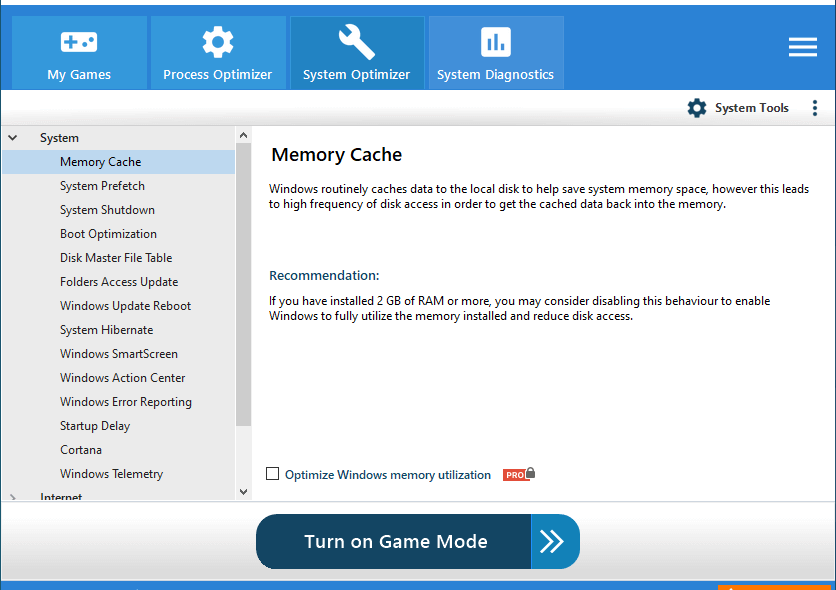 Game Fire system optimizer