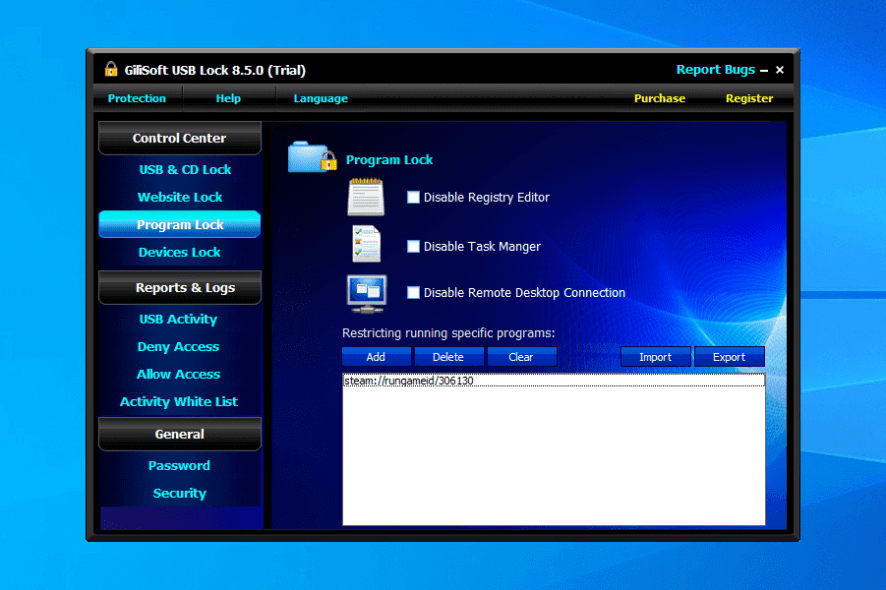 GiliSoft USB Lock program lock
