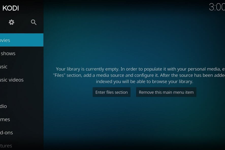 The main interface of Kodi