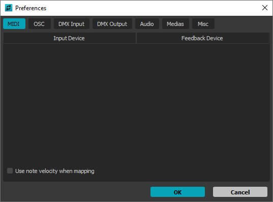 MIDI settings MadMapper