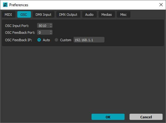 OSC settings MadMapper