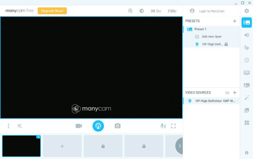 The main window of ManyCam