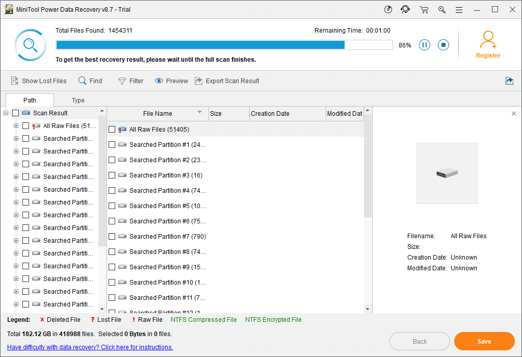 MiniTool Power Data Recovery scan