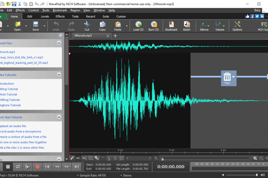 NCH WavePad main window