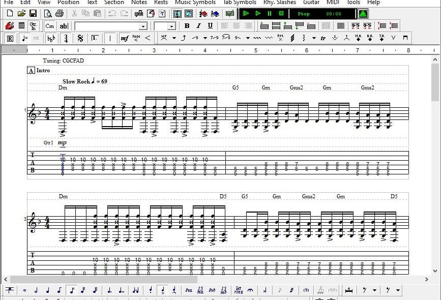 The main screen of Power Tab Editor