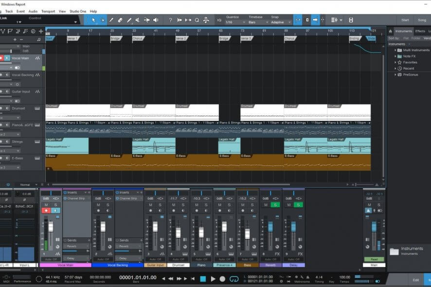 Main screen PreSonus Studio One