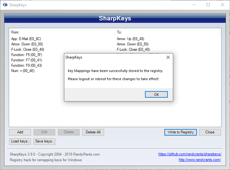 SharpKeys success