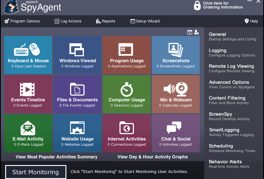 SpyAgent main window
