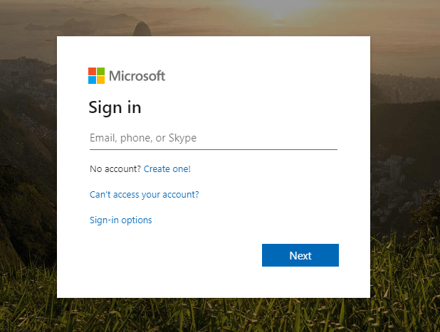 microsoft signin page