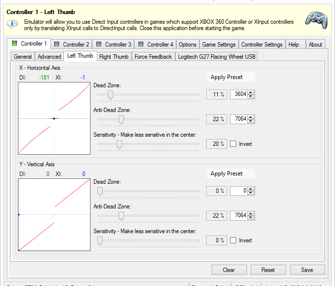 TocaEdit Xbox 360 Controller Emulator left thumb