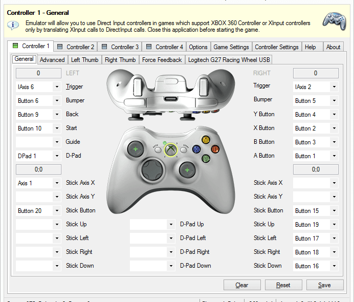 TocaEdit Xbox 360 Controller Emulator main window