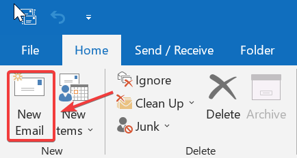 outlook create new email