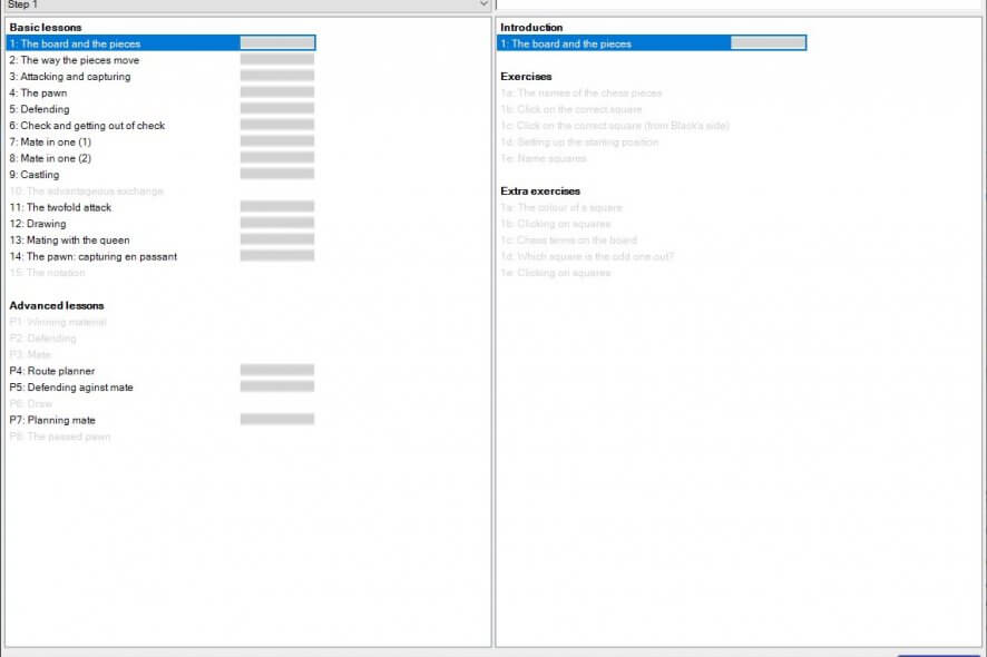 Main screen of Chess Tutor