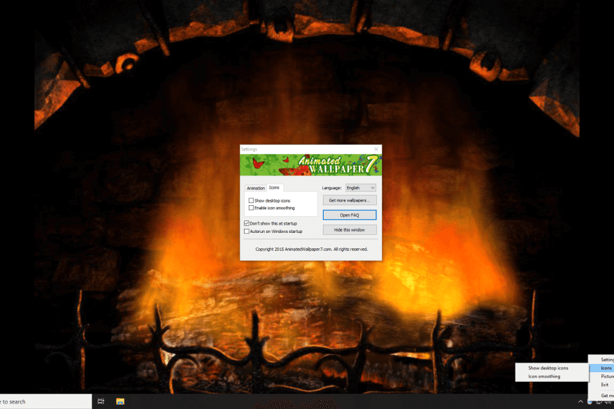 Fireplace icon settings