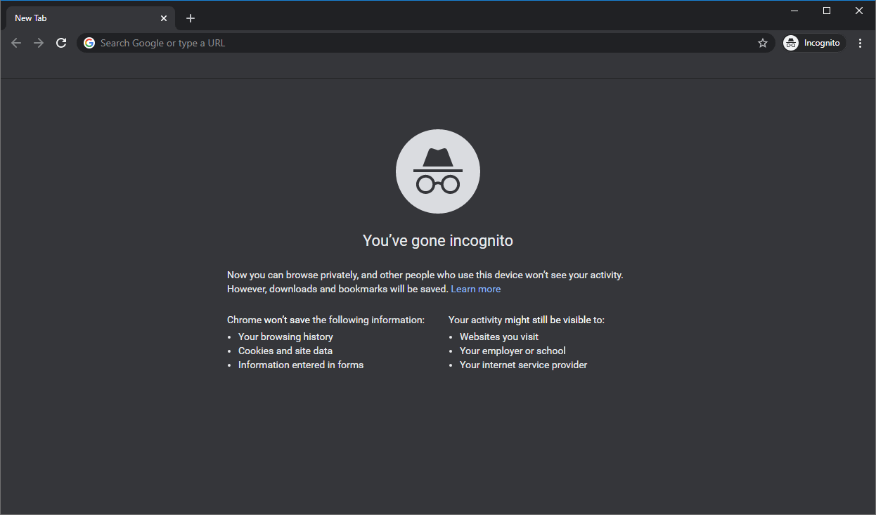 Google Chrome incognito