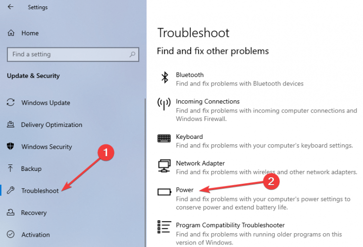 power troubleshooting windows 10