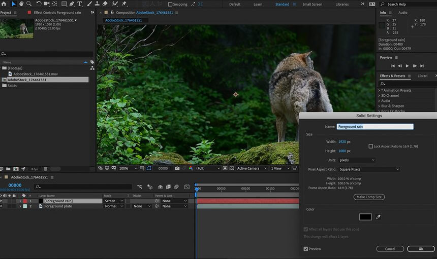 Interface of Adobe After Effects