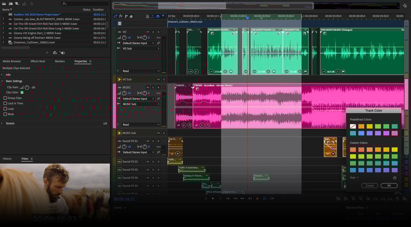 Interface of Adobe Audition
